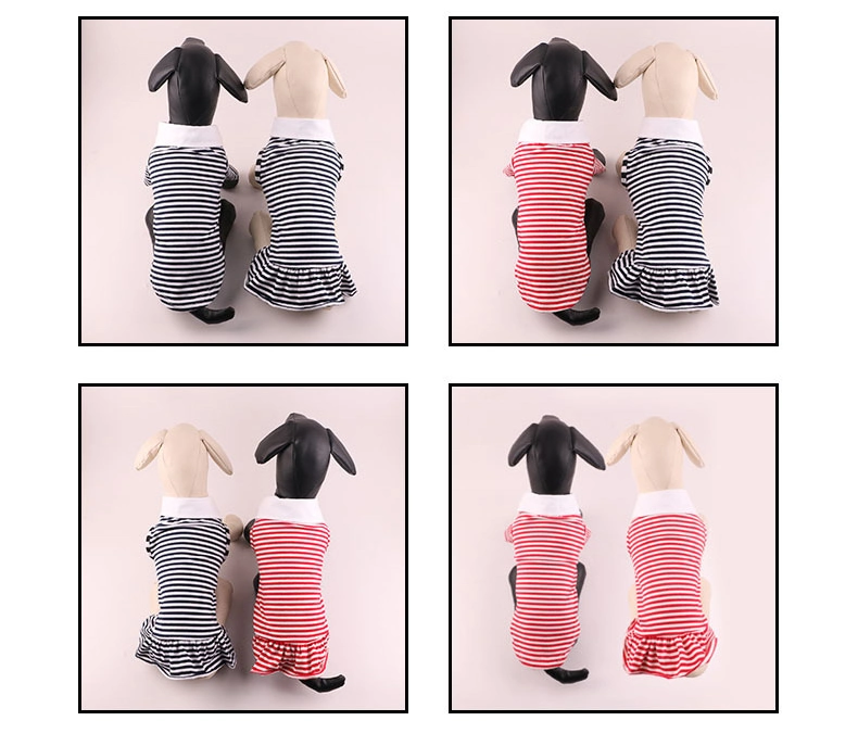 Pet Clothes Dog Skirt Spring and Summer Striped Dress Dog Striped Skirt