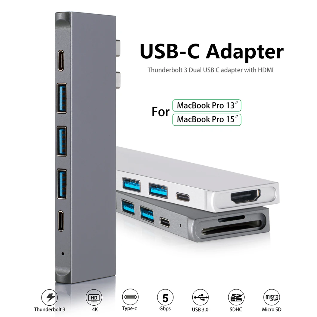 8 In1 USB-C Multi-Port Adapter Thunderbolt 3 Docking Station