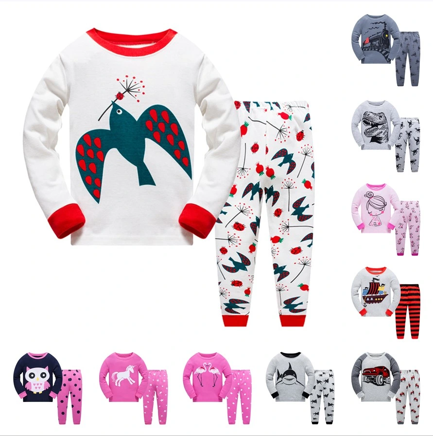 Embroidery Elegant Baby Girls Pajama Set 100% Cotton Beautiful Print Pajamas Kids Sleep Suits