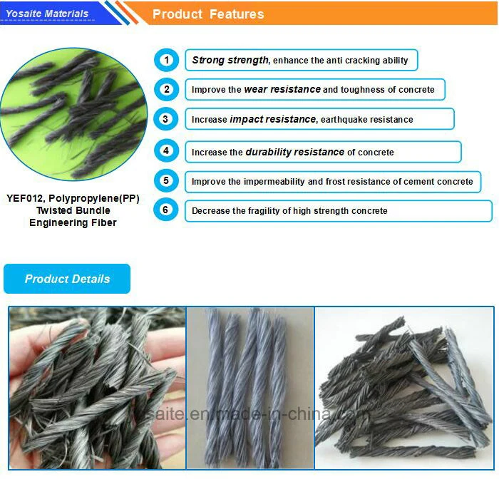 Polypropylene Twisted Bundle Macro Synthetic Staple Fiber with Excellent Wear Resistance for Floors