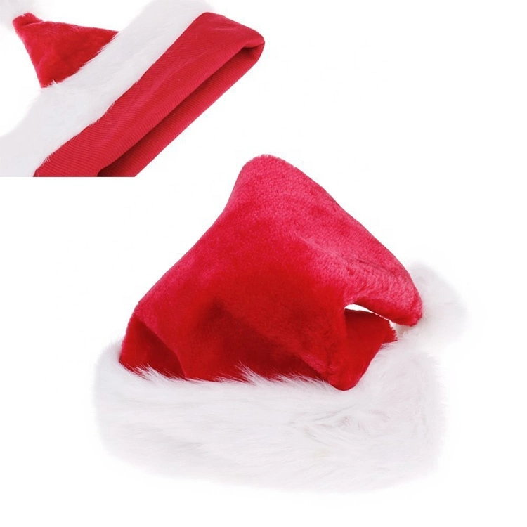Christmas Santa Hat, Double Layer Luxury Plush Christmas Santa Claus Cap Hat