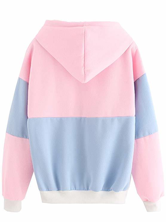 Womens Long Sleeve Colorblock Pullover Sweatshirt Fleece Hoodie for Unisex