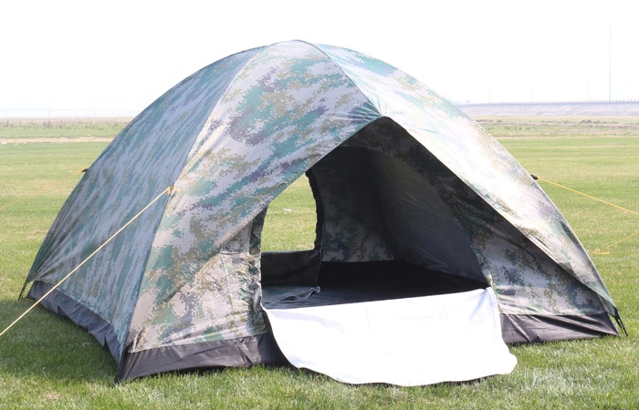 Outdoor 4 Man Pop up Camouflage Waterproof Camping Tent with Four Pine Poles