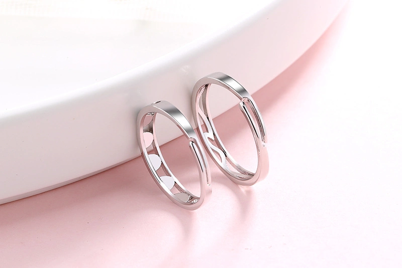 S925 Sterling Silver Simple Students Open Ring to Ring Element Ring Personality Ring