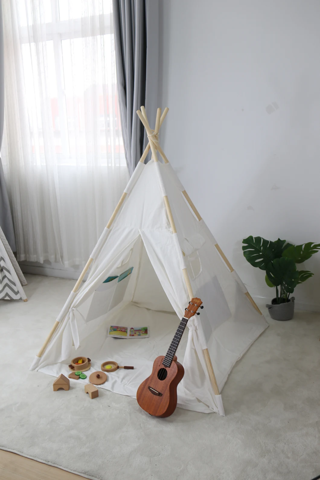 Teepee Tent for Kids Foldable Children Play Tents with Bottom Canvas Playhouse Toys for Girls and Boys Children's Tent