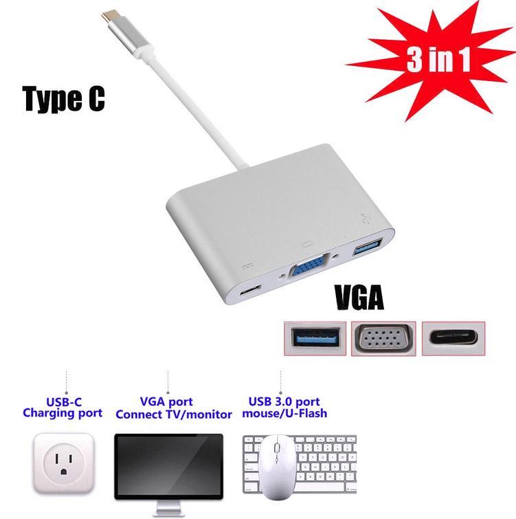 Type C to HDMI+VGA+USB3+Pd USB C Hub Adapter with Audio Port Charging Port Support Same Display