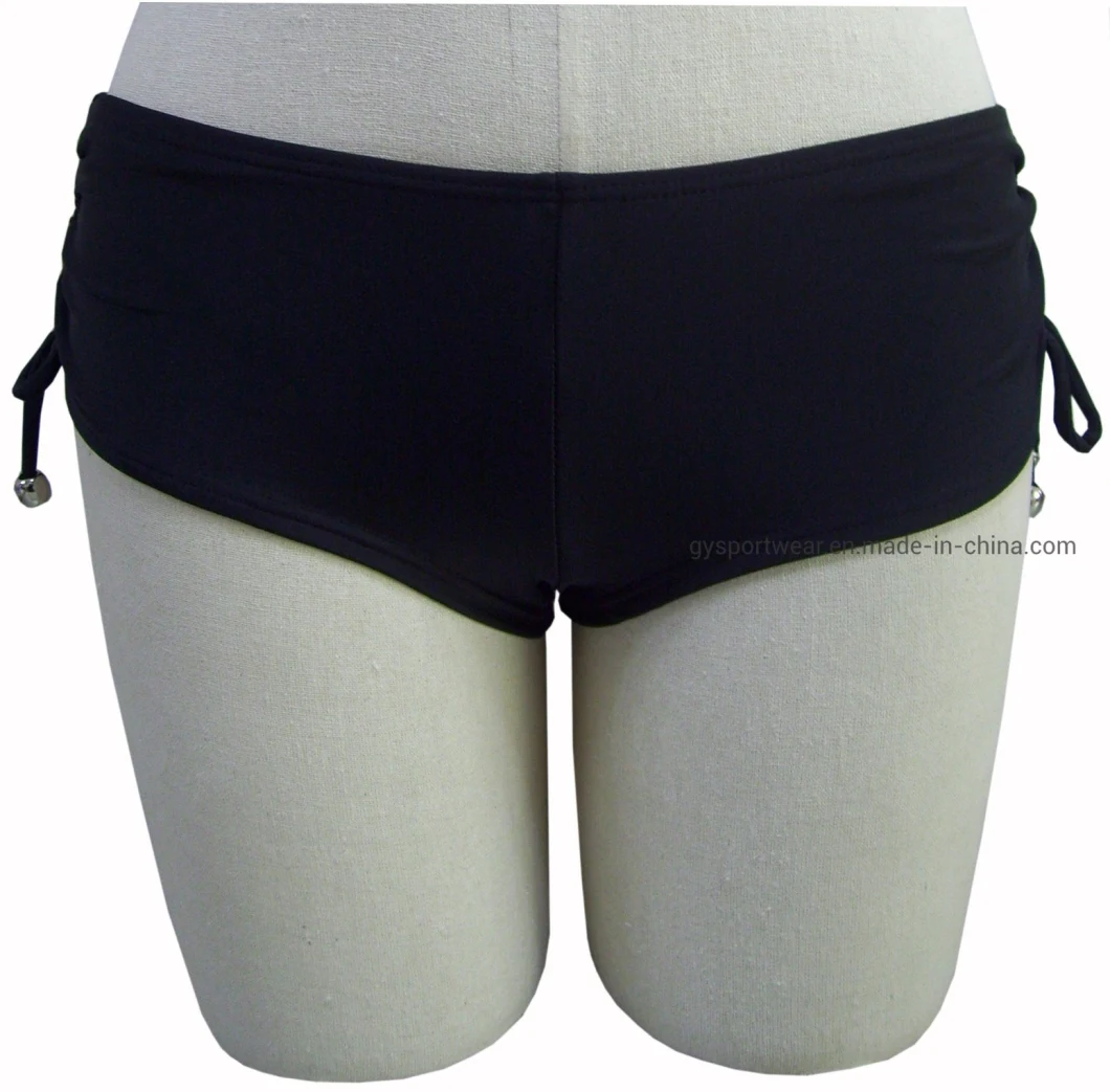 Ladies Solid Bikini Shorts Pants Bottoms Swimwear with Ties at The Both Sides