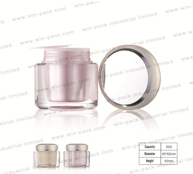50ml Luxury Pink Plastic Acrylic Transparent Cream Jar Cosmetic
