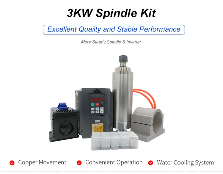 CS 3kw Water Cooled Spindle Motor Sets + Matching 3kw Inverter + 1set Er20 + 100mm Mount Bracket + Pump