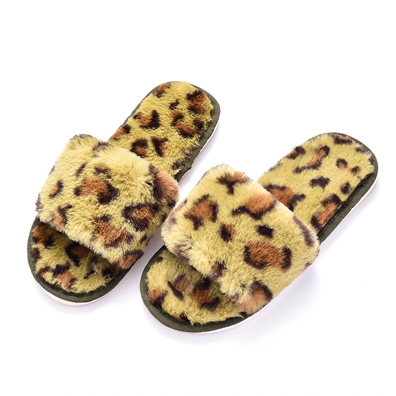 Women's Fluffy Slippers Flip Flop Open Toe Cozy House Sandals Soft Flat Comfy