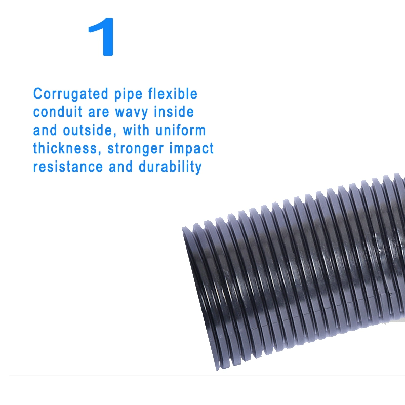 Plastic Flexible Automotive Cable Wire Loom Split Corrugated Convoluted Tubing