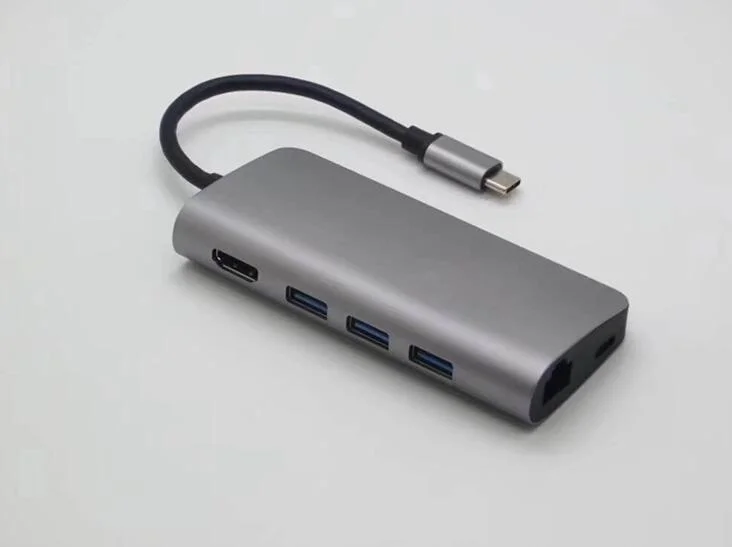 6 Port Type C USB Hub with 4khdmi USB C Charging Port SD Adapter 2 USB 3.0 Ports 1000Mbps Ethernet Hub for Laptop