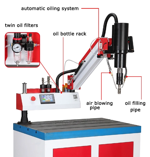 Patented M8-M30 Sheet Metal Flex Arm Movable Automatic Lubrication Nut Electric Tapping Machine