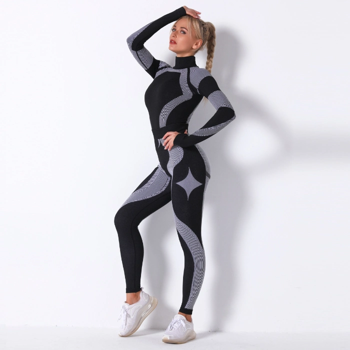 Seamless Yiwu Active Wear Woman Tracksuits Sets Long Sleeve Shirt Legging Sportswear Jogging Fitness Matching Suits