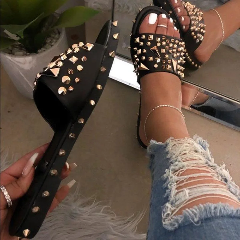 Women Spike Sandals with Straps, Ladies Summer Shoes Slippers, Ladies Slides
