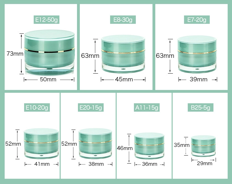 Best Price in Stock Low MOQ 10g Green Plastic Acrylic Cream Jar for Skin Care