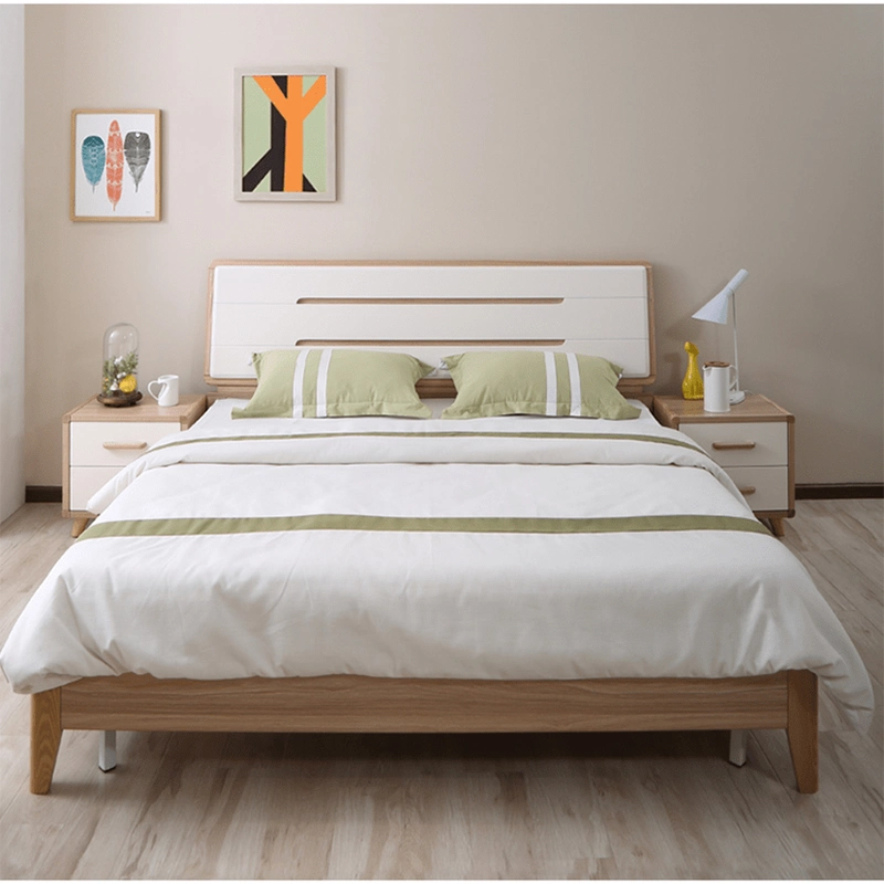 Economic Nordic Style Bedroom Furniture Set Beds Night Stand 2 Door Wardrobe