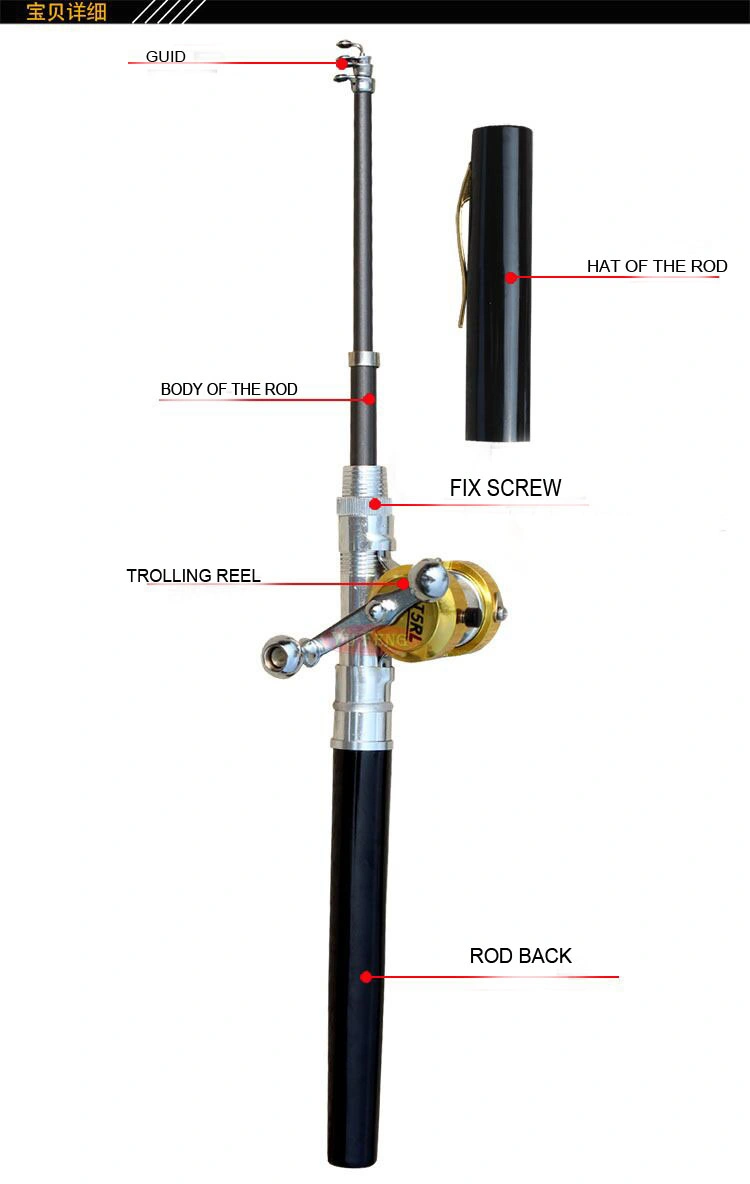 Carbon Pen Rod and Reel Ice Fishing Rod Pen Rod Combo Mini Fishing Rod and Reel