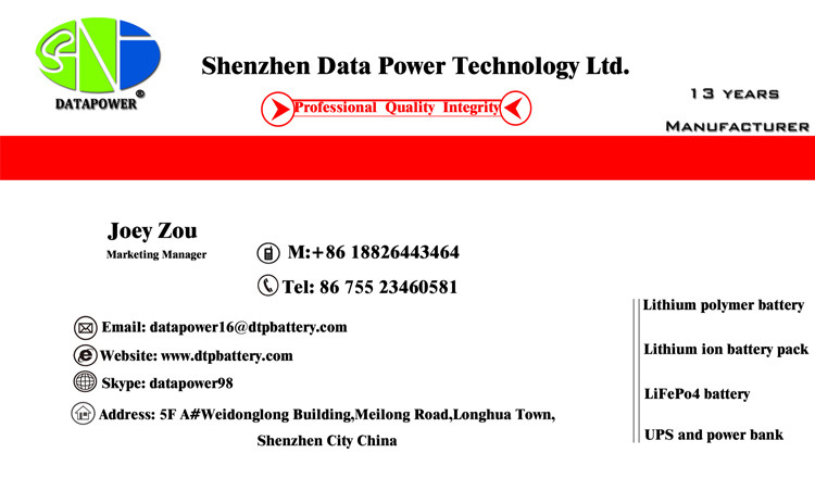 Li-Polymer 2000mAh Dtp704060 3.7V Rechargeable Lithium Polymer Battery