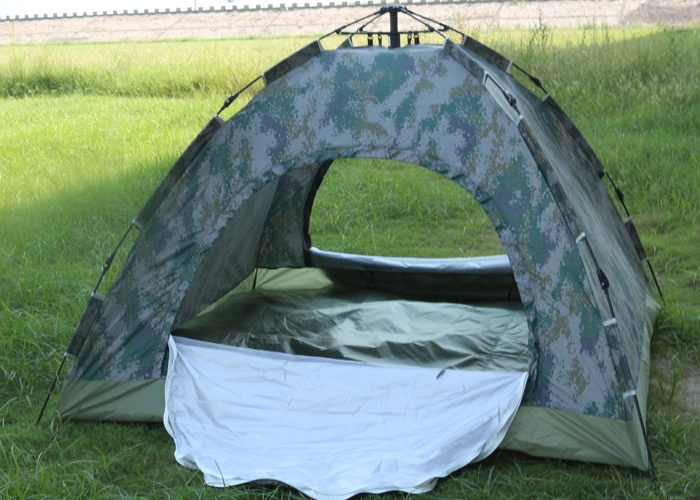 Outdoor 4 Man Pop up Camouflage Waterproof Camping Tent with Four Pine Poles