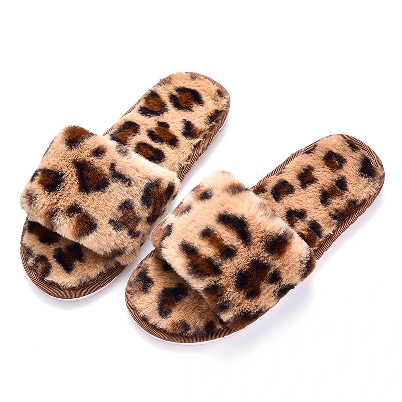 Women's Fluffy Slippers Flip Flop Open Toe Cozy House Sandals Soft Flat Comfy