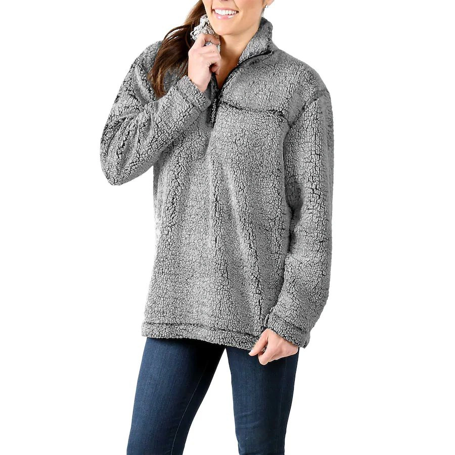 Womens Navy Super Soft Quarter Zip Pullover Sherpa Fleece Jacket