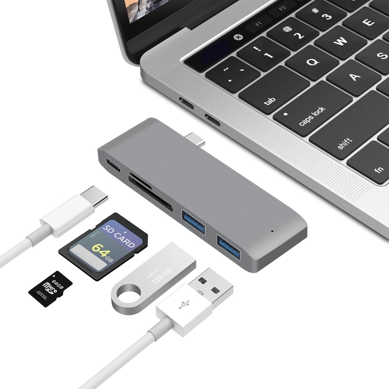 2020 Customized Logo USB C Hub 5 in 1 Multiport USB Dongle 3.0 Type a Port Micro SD Memory Card Reader Adapter for MacBook PRO 13