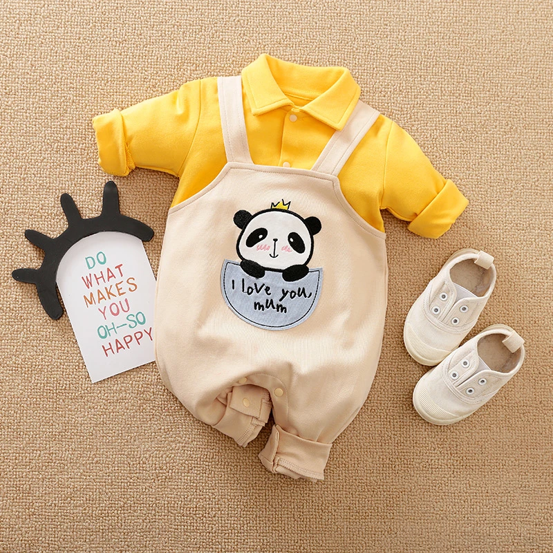 Wholesale Newborn Baby Onesie Romper for Autumn/Spring Bear Pattern Pajama Baby Cute Fashion Clothes