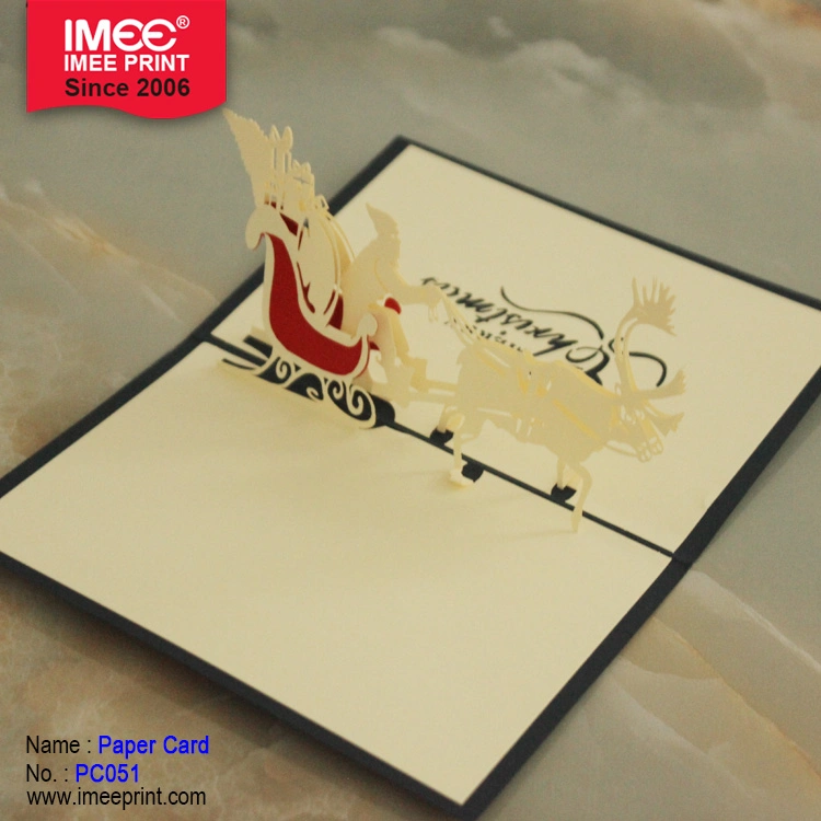 Imee Customize Luxury Fancy Merry Christmas Cards Handmade Funny Christmas 3D Laser Pop up Card