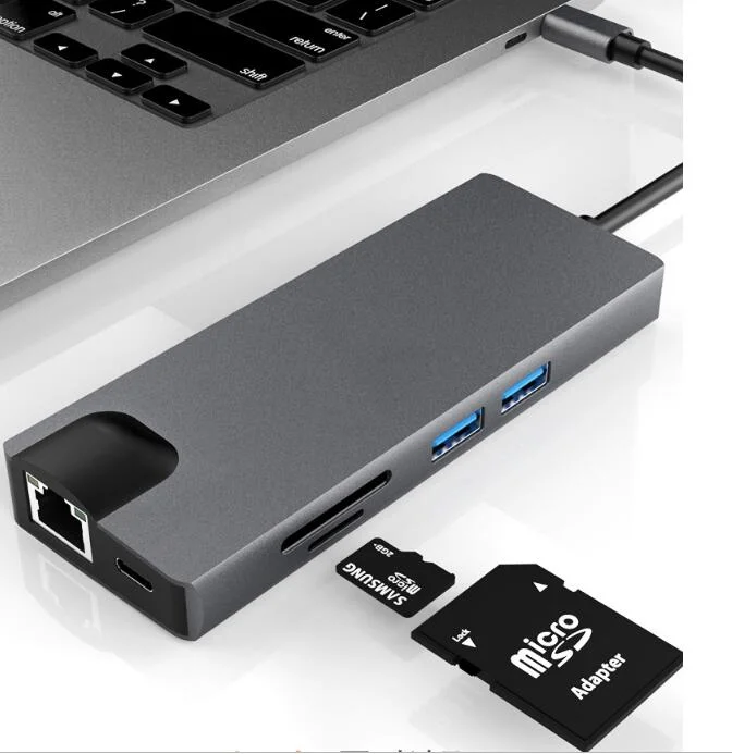 Multi Function 6 in 1 USB 3.0 Mini Adapter Hub Type-C USB3.0 USB-C Adapter Type C Hub