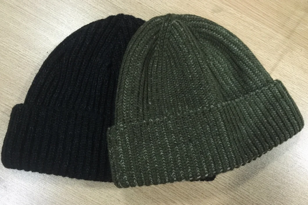 Basic Rib Knitted Space Dye Color Acrylic Beanie