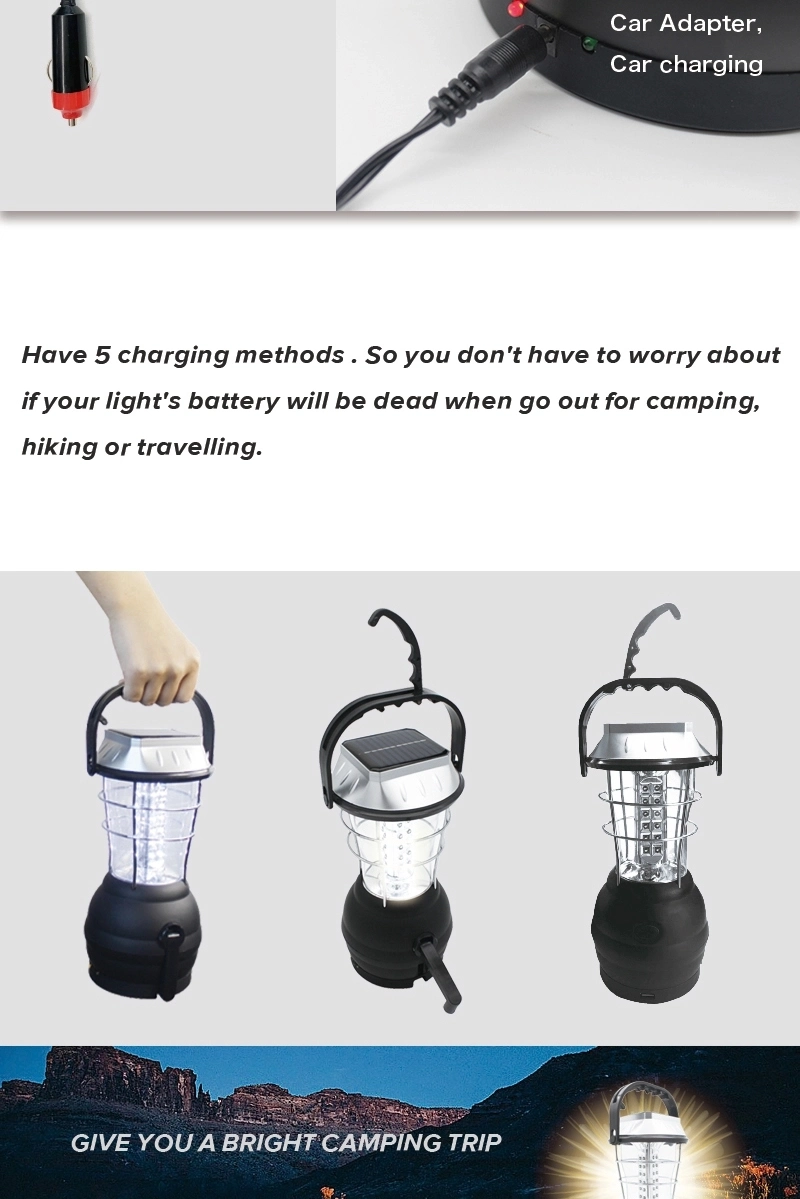 Outdoor LED Solar Lantern Rechargeable Tent Lamp for Camping Hiking