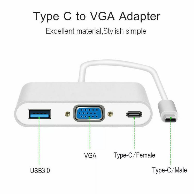 Type C to HDMI+VGA+USB3+Pd USB C Hub Adapter with Audio Port Charging Port Support Same Display