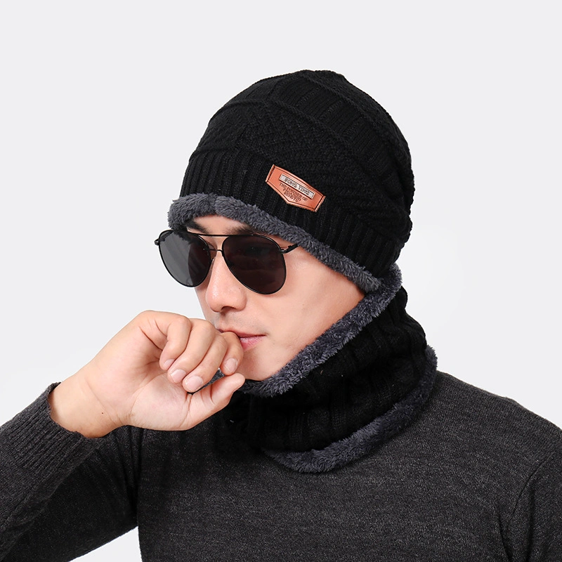 Winter Warm Printed Knitted Fleece Lined Beanie Hat and Scarf Thermal Set