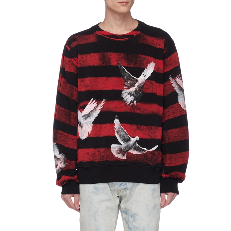 OEM Clothing Manufacturer Dove Striped Print Crew Neck Striped Sweatshirt