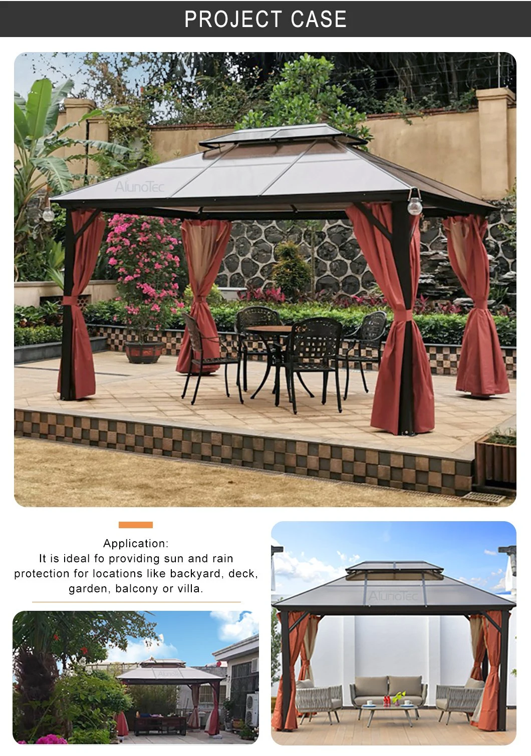 Hardtop Garden Tent Aluminum Canopy Furniture Outdoor Gazebos