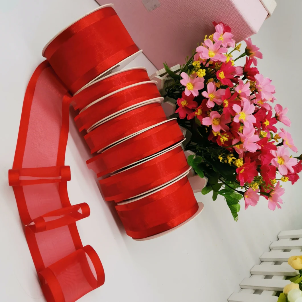 Red Festival/Wedding Satin Edge Organza Ribbon with Best Price and High Quality