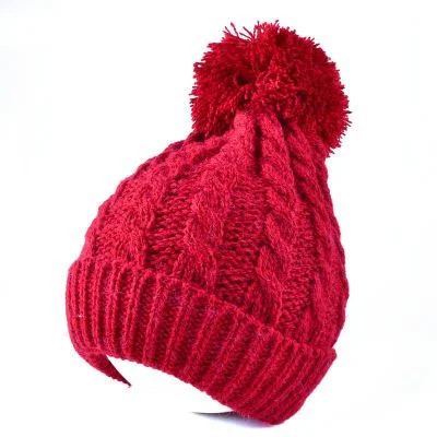 Fashion Winter Women Knitted Beanie Adult Hat with Pompom