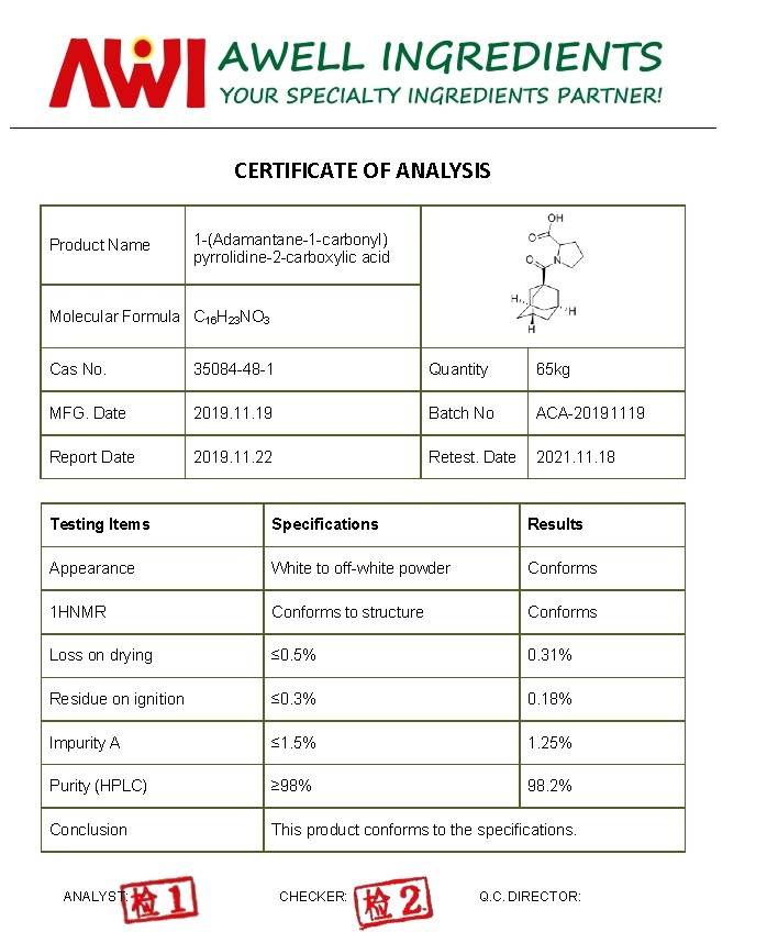 Supply 1- (1-adamantylcarbonyl) Proline 98% Aca 35084-48-1