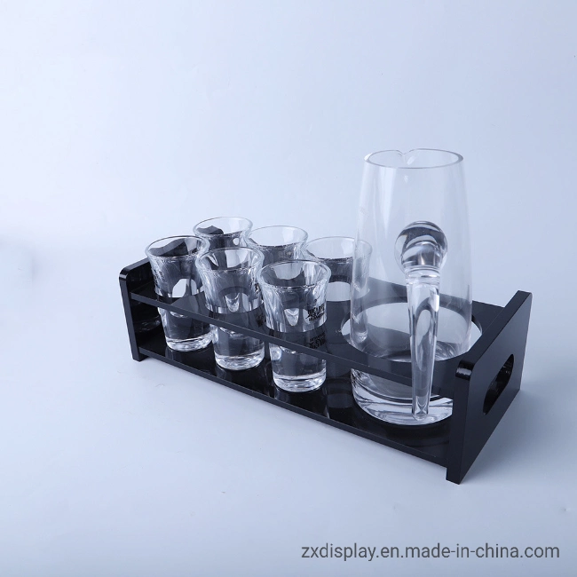 Black Acrylic Glass Cup Serving Tray Water Bottle Storage Tray