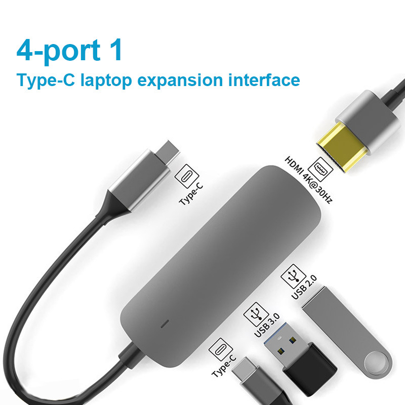 Aluminum Alloy Mobile Type C Adapter 4 in 1 Combo Hub Docking Station for MacBook Laptops