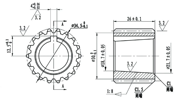 Gear Coupling for Group3 Gear Pump Taper Shaft