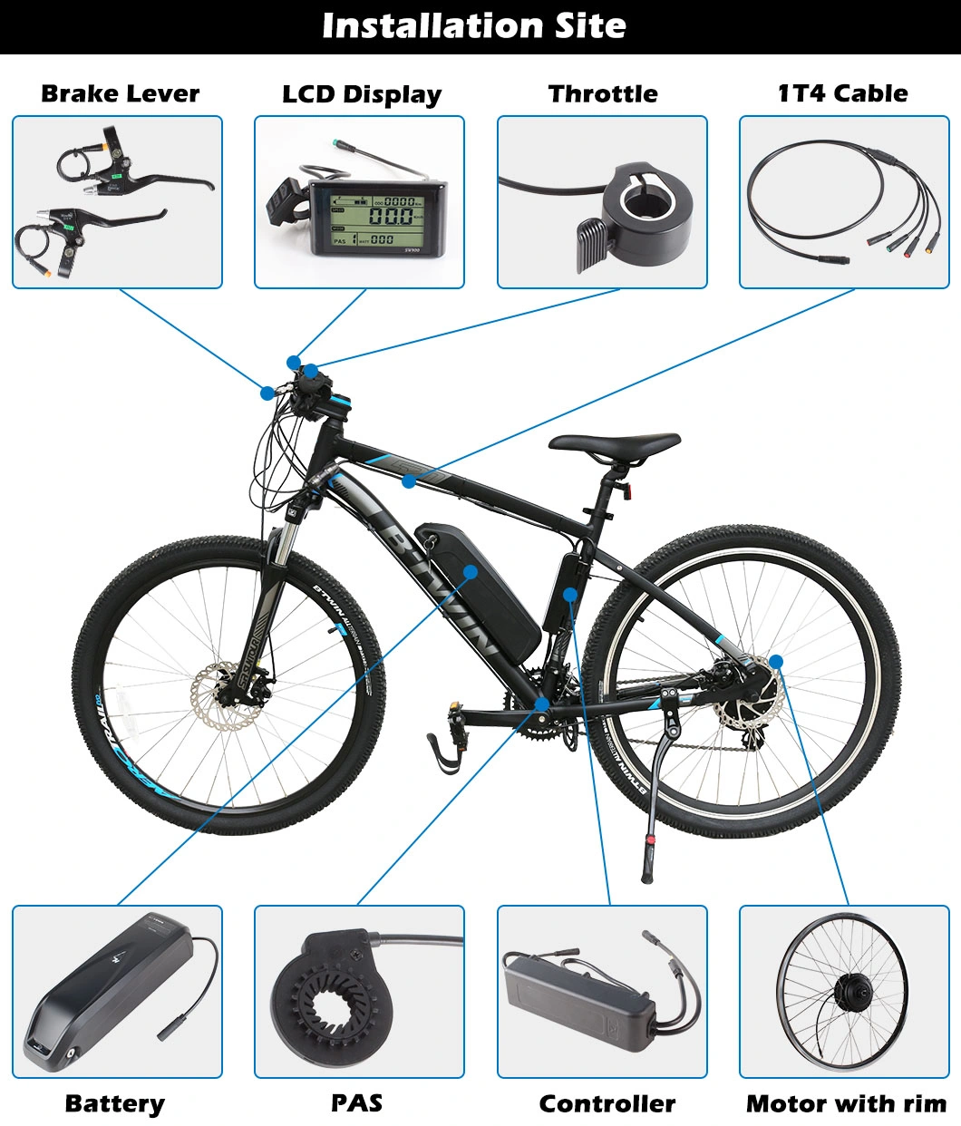 Best Sale High Quality 250W 350W 500W Geared Hub Motor Ebike Conversion Kit with Waterproof Battery