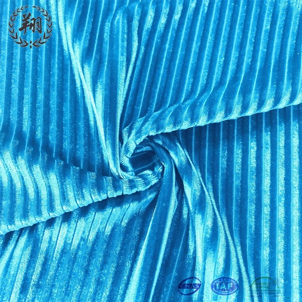 Textile Polyester Korean Velvet with Stripping Good Drape Effect Soft Touching Sportswear Dress Pajamas Fabric