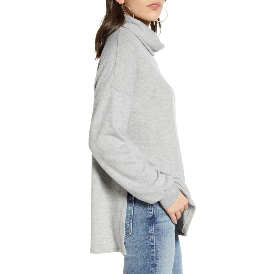 Relaxed Long Sleeve Cozy Terry Turtleneck Tunic Sweaters