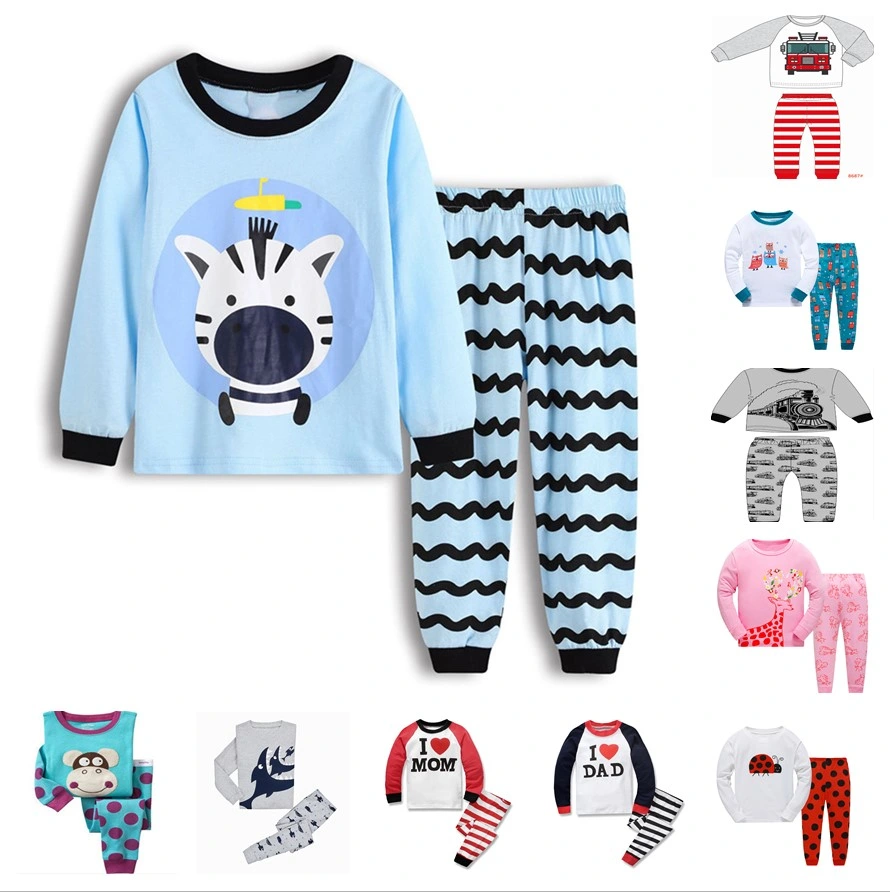 Hot Selling 100% Cotton OEM Service Pyjamas Kids Pajamas 2 PCS Girl Boys Kids Pajamas Sets