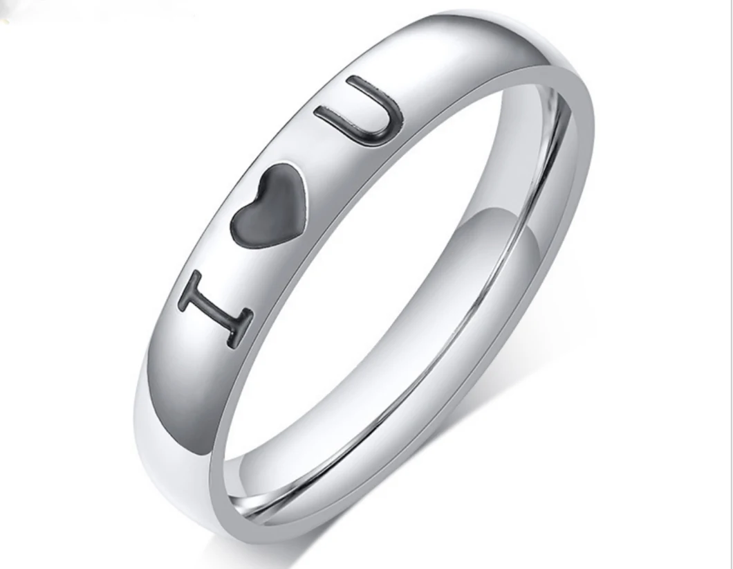 Net Celebrity Ins Stainless Steel Ring I Love U Ring Simple Couple Ring Friendship Ring SSR2139