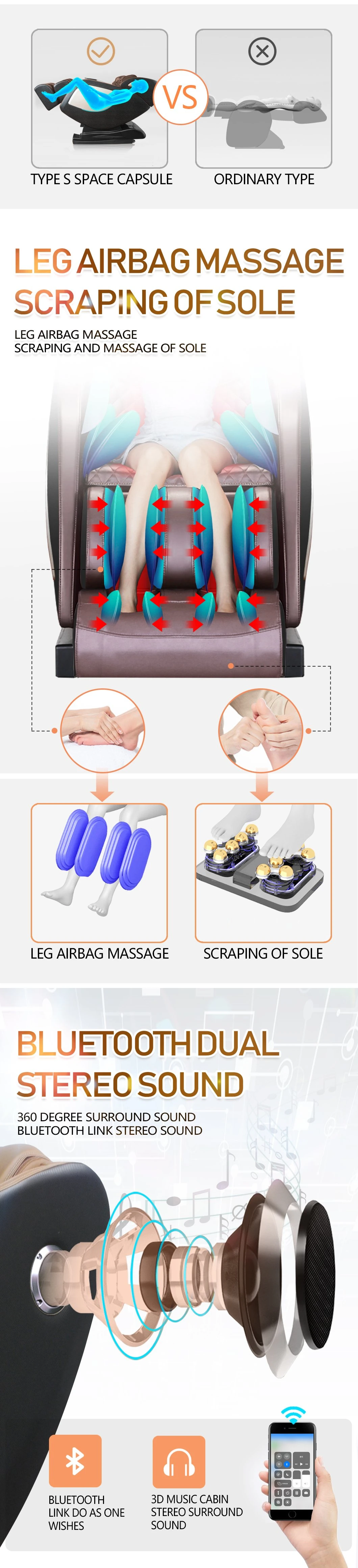 Newest Design Luxury Zero Gravity 4D Full Body Best Sales Commercial Massage Chair