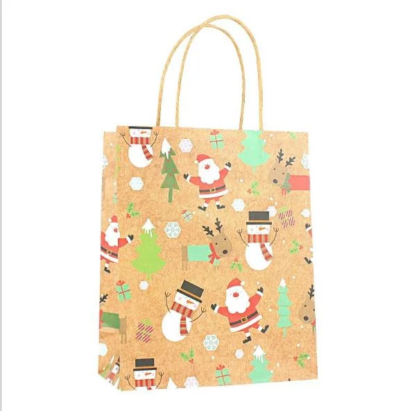 Christmas Art Paper Bag Xmas Stickers Set Fox Moose Gift Paper Bag Stickers Xmas Candy Food