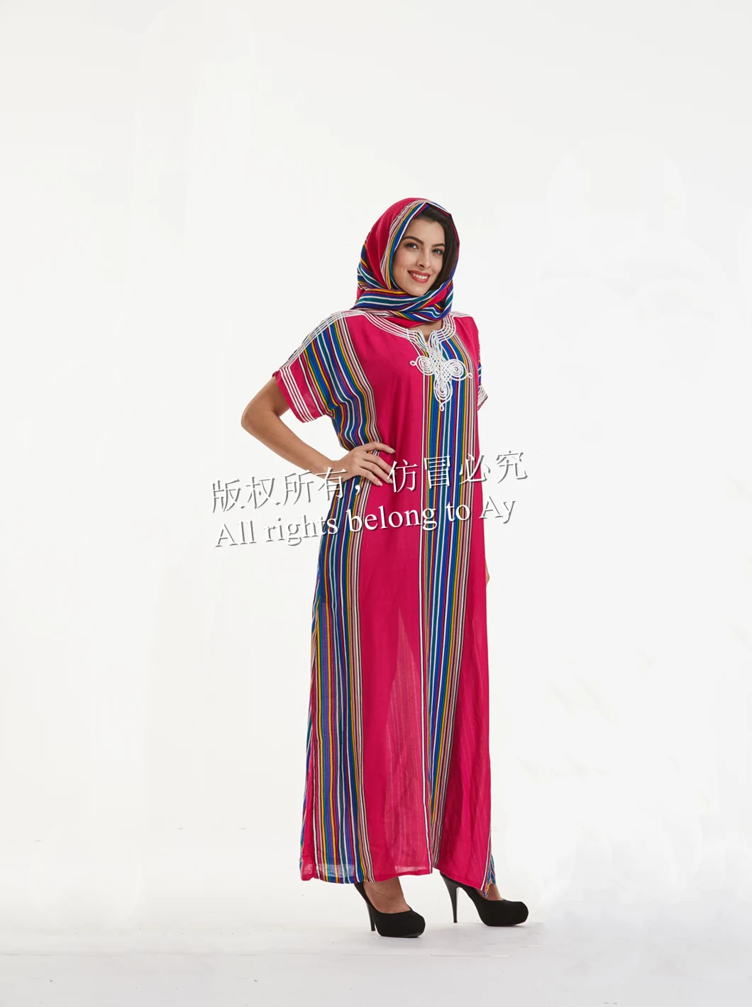 Plus Size African Boubou Designs Silk Embroidered Floral Kaftan Dress Dubai